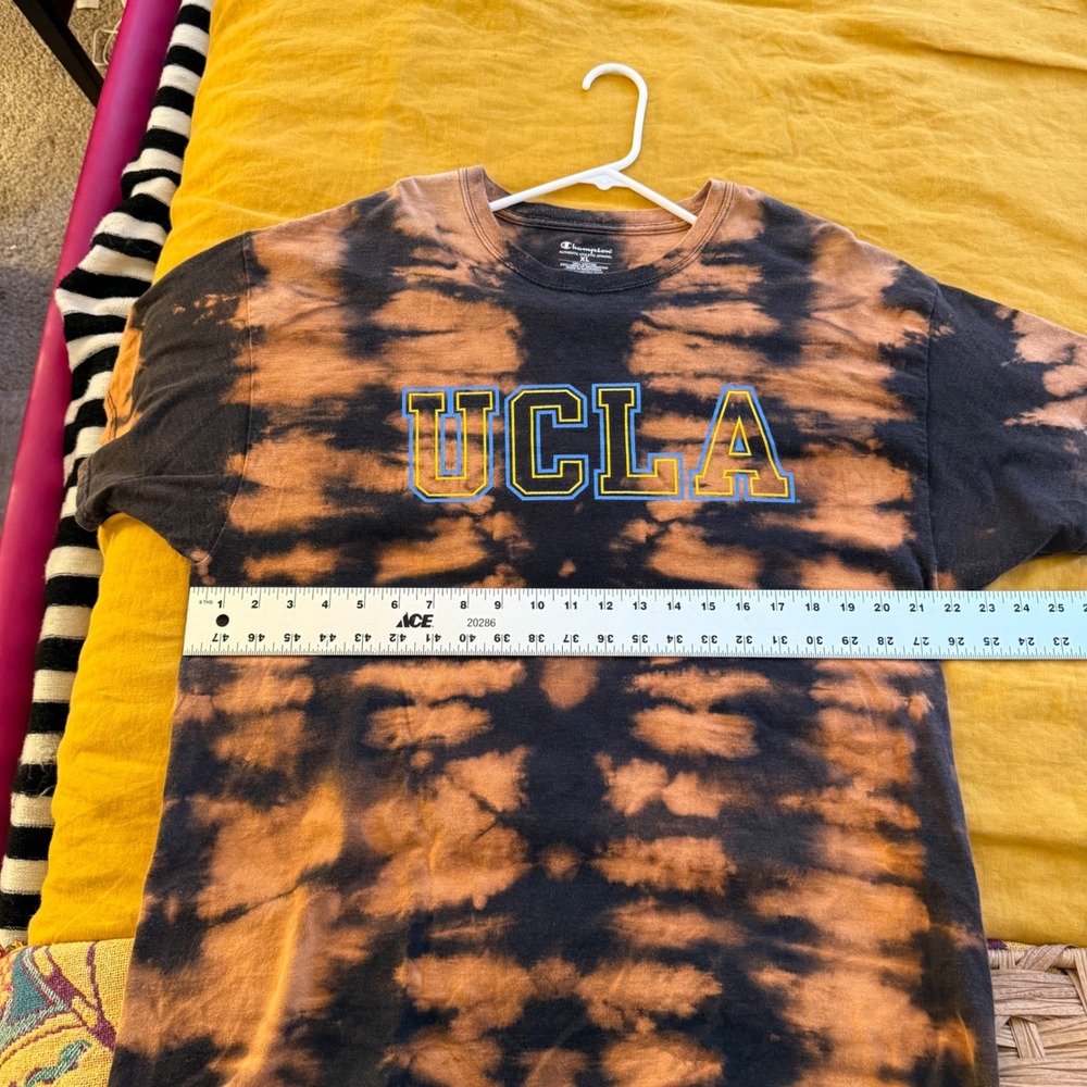Champion UCLA Bruins Bleach Tie Dye T-Shirt Mens XL‎ Black Orange Graphic Tee - Picture 5 of 5